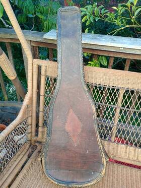 Pre-1950 Antique Vintage Parlor Guitar Trapdoor Case Likely 10s-30s All Leather