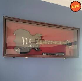 Branded 822426409829 Guitar Display Case Electric Mahogany Solid Wood Cabinet Gibson Fender Shadow Bo