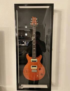 Branded 822426409904 Guitar Display Case Electric Black Wood Cabinet Gibson Fender Rack Shadow Box