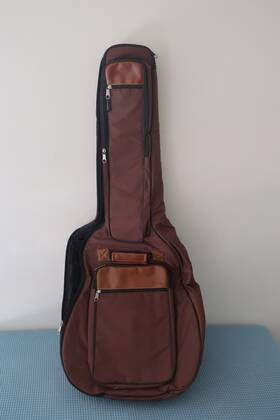 Cy0186 Cahaya Acoustic Guitar Bag Leather Brown Canvas Materiel Heavy Duty