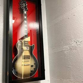 Chiburashka3 822426406019 Guitar Display Case Electric Black And Red Usa Wood Cabinet Fender Wall Shadow Box