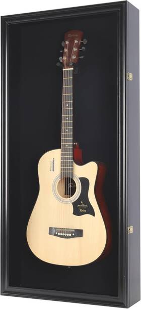 Chiburashka3 822426415110 Guitar Display Case Xl 21.5 W Black Gibson Martin Taylor Cabinet Wall Shadow Box