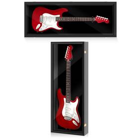 Qiy-cinnvoice-4580 Cinnvoice Electric Guitar Display Case Wall Mount Hardwood Cabinet Shadow B