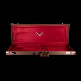 61fen038 Deluxe Used Fender Custom Shop G&g Strat/tele Guitar Case Brown With Red Interio