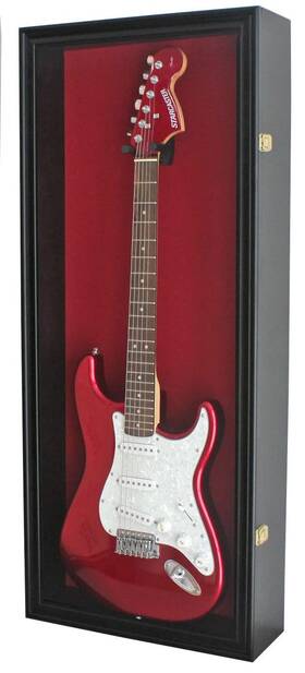 Displaygifts 710638841257 42 Inch Electric Guitar Display Case Color Felt Interior Black/red