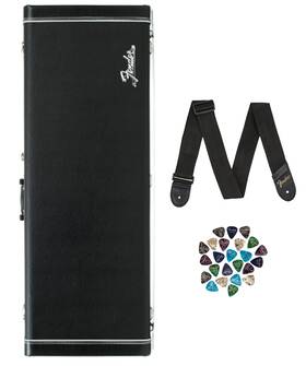 Fender 840262243780 Classic Stratocaster/telecaster Wood Case - Black With Guitar Strap