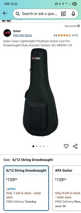 Gl-dread-12 Gator 0716408501901 Lightweight Acoustic Guitar Case