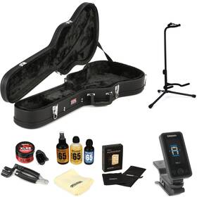 Gweacou34bun Gator Economy Wood Case Essential Care Bundle - 3/4-size Acoustic Guitar