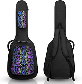 Guitar Bag With Reflective Pattern Muztop 0.38 Inch Padded Acoustic