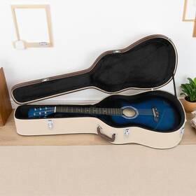 Jt-35371789 Jutoop 41-inch Folk Guitar Hardshell Case - Beige Pvc Leather And Microgroove Flat