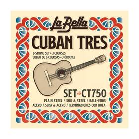 Ct750 La Bella 656295088553 Cuban Tres 6- Sting Set Plain Steel/silk And Steel Ball-ends 12-31