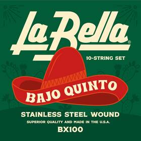 Bx100 La Bella Bajo Quinto 10- String Set Mexican Stainless Steel Wound 23-78