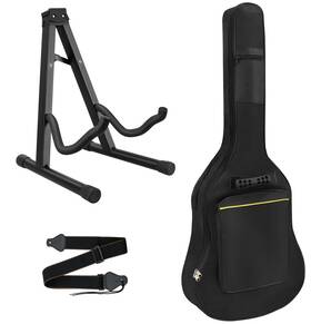 Md-0034 Mdvora 3pcs Guitar Accessories Kit - Gig Bag Folding Stand Adjustable Strap For Ac