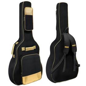 Nagan 797447121107 Acoustic Guitar Bag With Extra Thick 0.5-inch Padding Black Gold 40 41 42 I