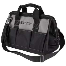 Olympia 445024712707 12 Inch Black Water-resistant Tool Bag With Dual Zipper Adjustable Shoulder Stra