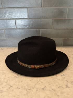 Stetson 196271438922 Vintage Black Genuine Fur Felt Fedora Hat Size 7
