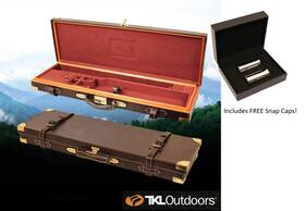 A9033-promo1 Tkl Outdoors 12 Gauge Leather And Oak Over/under Shotgun Case With Free Snap Caps