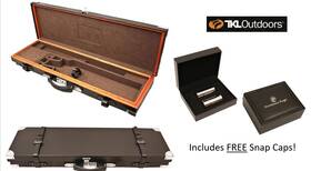 A9064-promo1 Tkl Outdoors Black Leather 12 Gauge Oak Over/under Shotgun Case With Free Snap Caps