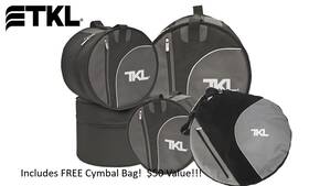 Tkl-drum-promo1 Tkl Black Belt 4-piece 12 14 20 5.5 X Drum Bag Set With Free Cymbal