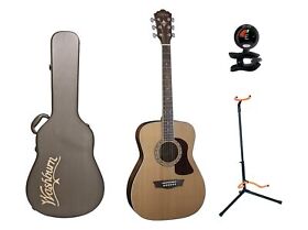 Washburn Heritage Acoustic Guitar With Solid Sitka Spruce Case Tuner Stand