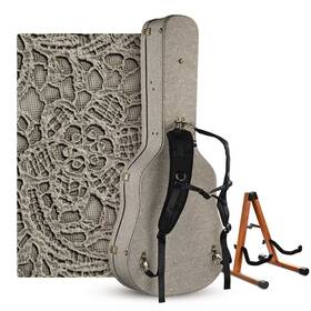 28ghc001-ag-402 Yescom Acoustic Guitar Hard Case With Folding Stand And Backpack Rococo Gainsboro