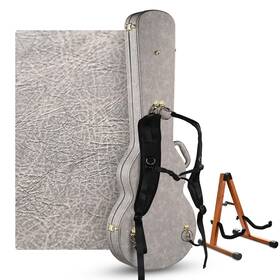 28ghc003-e-lp-44hb Yescom Les Paul Electric Guitar Hard Case With Stand Backpack Strap Sonic Silver