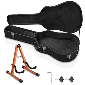 28ghcgfs001-ag301w-06.v1 Yescom Acoustic Guitar Hard Case Wooden Shell With Wood Folding Stand