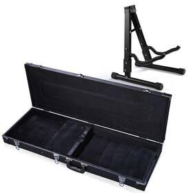 28ghcgfs002-e-s-06 Yescom Universal Rectangular Electric Guitar Hard Case With Folding Stand