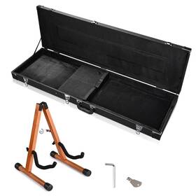 28ghcgfs005-e-b301w-06 Yescom Rectangular Electric Bass Guitar Case Hard Shell With Folding Stand