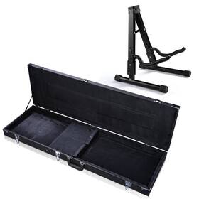 28ghcgfs005-e-bass-06 Yescom Electric Bass Guitar Hard Case Wooden Shell And Folding Stand