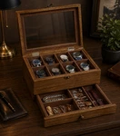 8 Slot 2-TIER Wood Watch Box Glass Lid Velvet Lining Locking High Quality Case. Fixed Price $100.45.