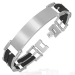 Stainless Steel Silver Black Two-tone Name Tag Greek Key Mens Link Bracelet. Fixed Price $19.99.
