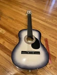 Blue And White Acoustic Guitar - Age & Company Unknown Sold As Is 36 Inches. Fixed Price $69.99.