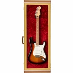 Fender Vertical Wall Mounted Electric Guitar Display Case, Tweed 099-5000-300. Fixed Price $399.99.