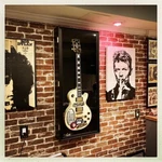 Guitar Display Case Electric Black Solid Wood Cabinet Gibson Fender Shadow Box. Fixed Price $363.88.