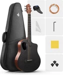 Donner RISING-G1 38" Acoustic Guitar Carbon Fiber Gloss Brown + Bag & Accessory. Fixed Price $165.00.