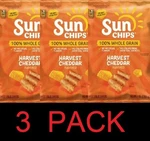 Sun Chips 100% Whole Grain Harvest Cheddar Snack Bag 7 Oz - 3 Pack. Fixed Price $55.99.