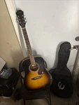 Epiphone PR150VS Tobacco Sunburst Acoustic Guitar W/padded Gig Bag And Strings. Fixed Price $189.00.