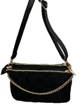 Terre Black Quilted Vegan Crossbody Bag Gold Chain Double Zip Nwt. Fixed Price $27.99.