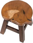 Hand-carved Acacia Wood Fox Step Stool, 11 Inch Decorative Animal Foot Restbench. Fixed Price $91.75.