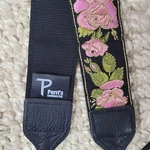 Black Camera Guitar Purse Tote Strap Pink Gold And Green Roses Perris Perri's. Fixed Price $15.00.