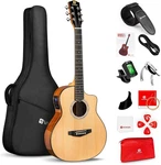 New Vangoa 36 Acoustic Electric Guitar Starter Kit Cutaway Eq Amp Bag Tuner. Fixed Price $129.99.