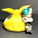 Vtg Ceramic Planter Bavarian Boy Tied Hobo Bag Japan Hand Painted X 4.75". Fixed Price $15.96.