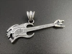 Solid 925 Sterling Silver Skull Rock Punk Biker Guitar Large Pendant Unique. Fixed Price $86.00.