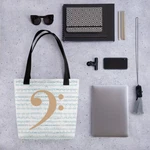 Musicians Bass Clef Sheet 15X15 Shopping Grocery Tote Bag. Fixed Price $36.00.
