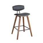 Armen Living Fox 25.5" Counter Height Faux Leather/ Walnut Wood Modern Bar Stool. Fixed Price $90.00.