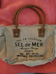 Myra Canvas Tote Handbag Sel De Mer Upcycled Double Strap Leather Euc. Fixed Price $28.99.