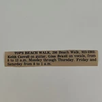 Tops Beach Walk Keith Carroll On Guitar 1977 Hawaii Travel Ad SAH3-S22. Fixed Price $13.50.
