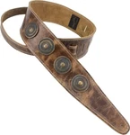 Henry Heller 2.5" Wide Adjustable Guitar Strap, Brown With Peruvian Medallions. Fixed Price $68.95.