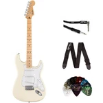 Fender Standard Stratocaster Electric Guitar - White W/ Picks, Cable Strap Kit. Fixed Price $699.99.